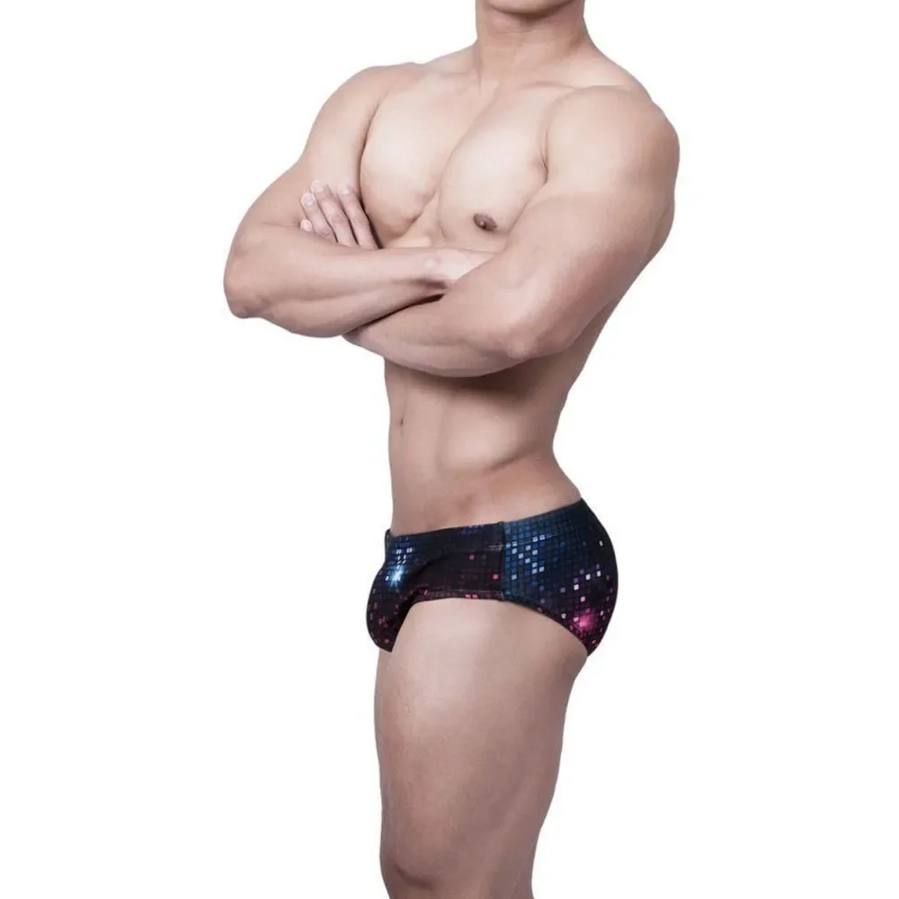 Men's Padded Disco Swim Briefs Pouch Push Up Cup Enhancing XL